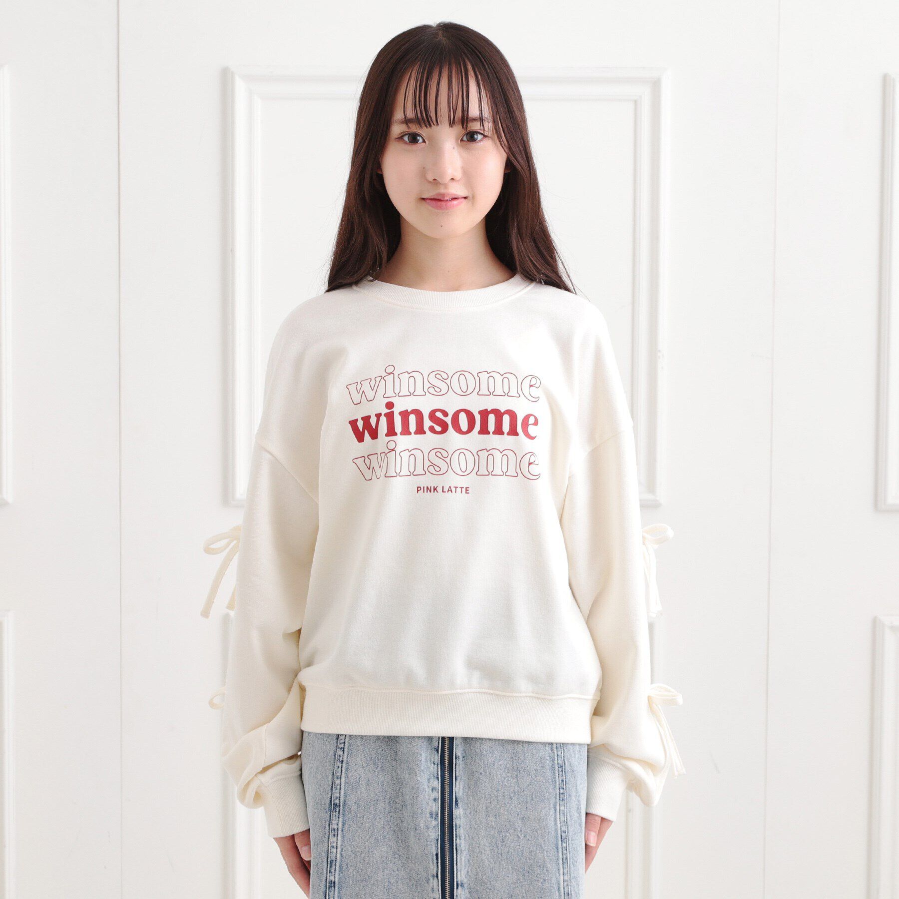 PINK-latte「ミニ裏毛リボンプルオーバー」|Tシャツ・カットソー|