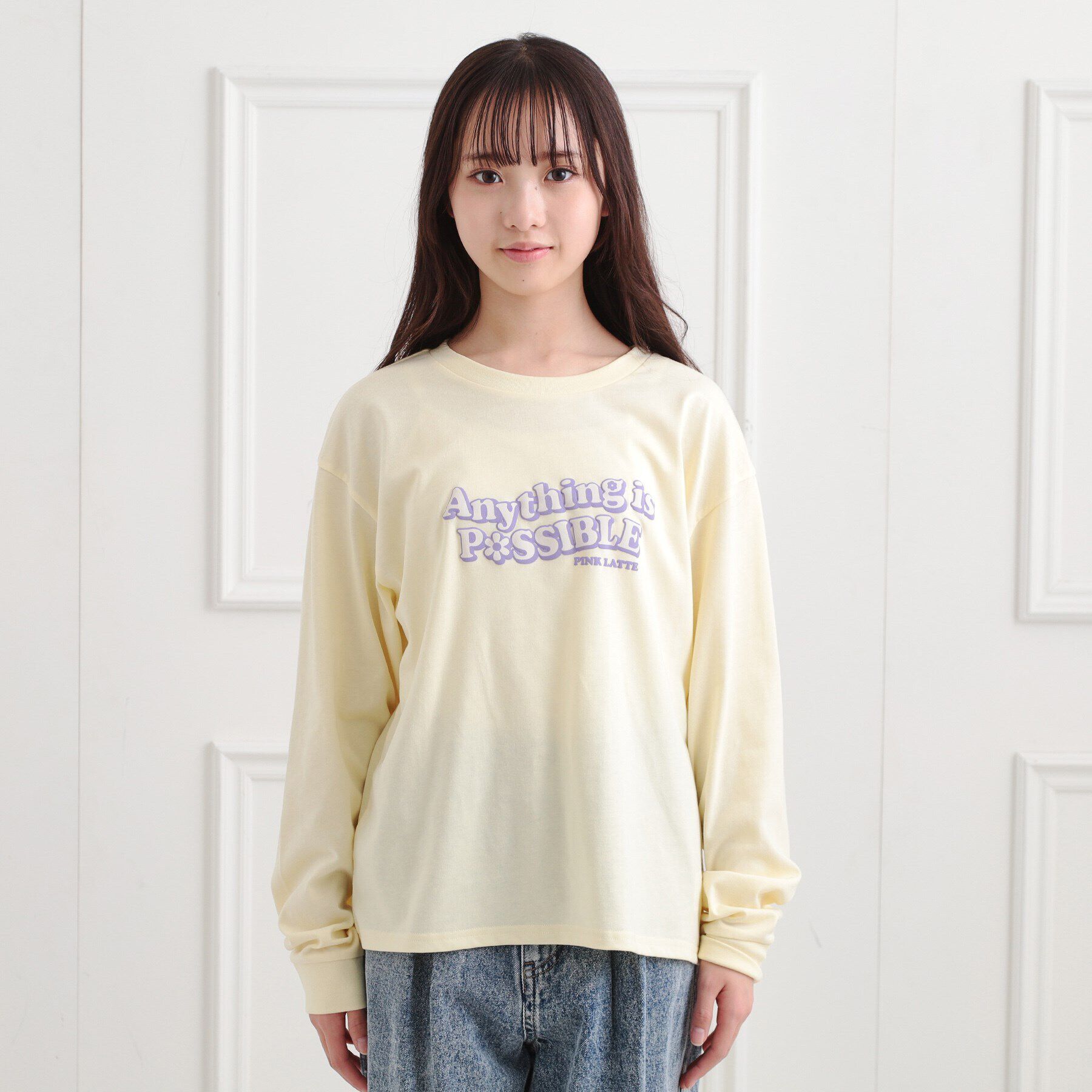 PINK-latte「ロゴ発砲プリントロンT」|Tシャツ・カットソー|