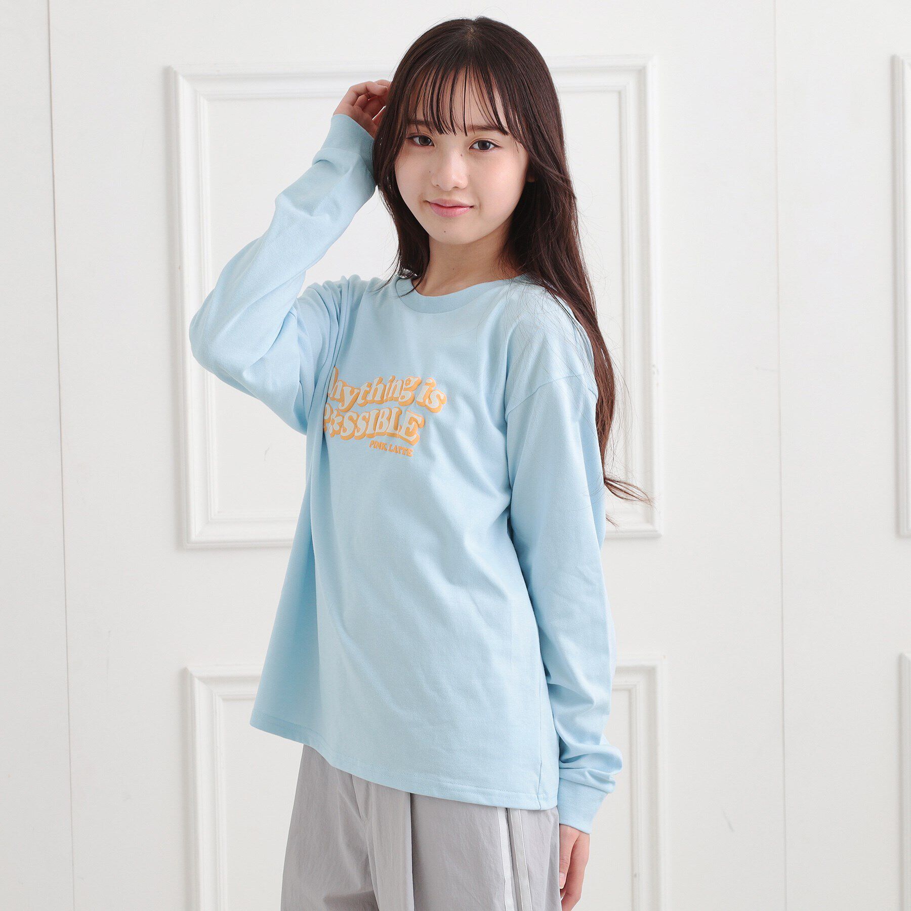 PINK-latte「ロゴ発砲プリントロンT」|Tシャツ・カットソー|