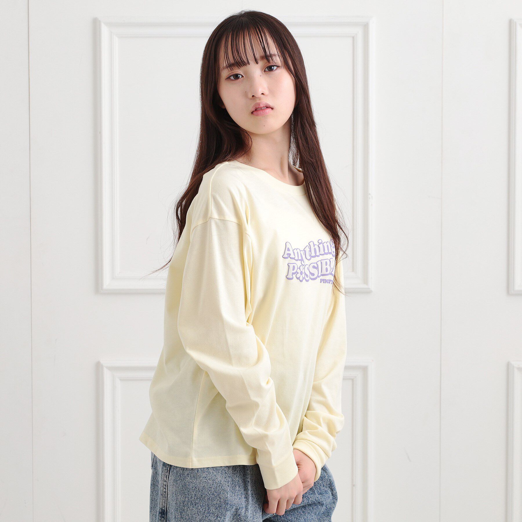 PINK-latte「ロゴ発砲プリントロンT」|Tシャツ・カットソー|