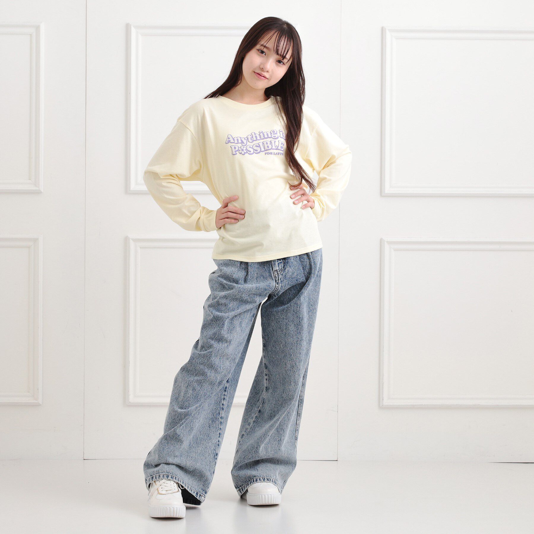 PINK-latte「ロゴ発砲プリントロンT」|Tシャツ・カットソー|