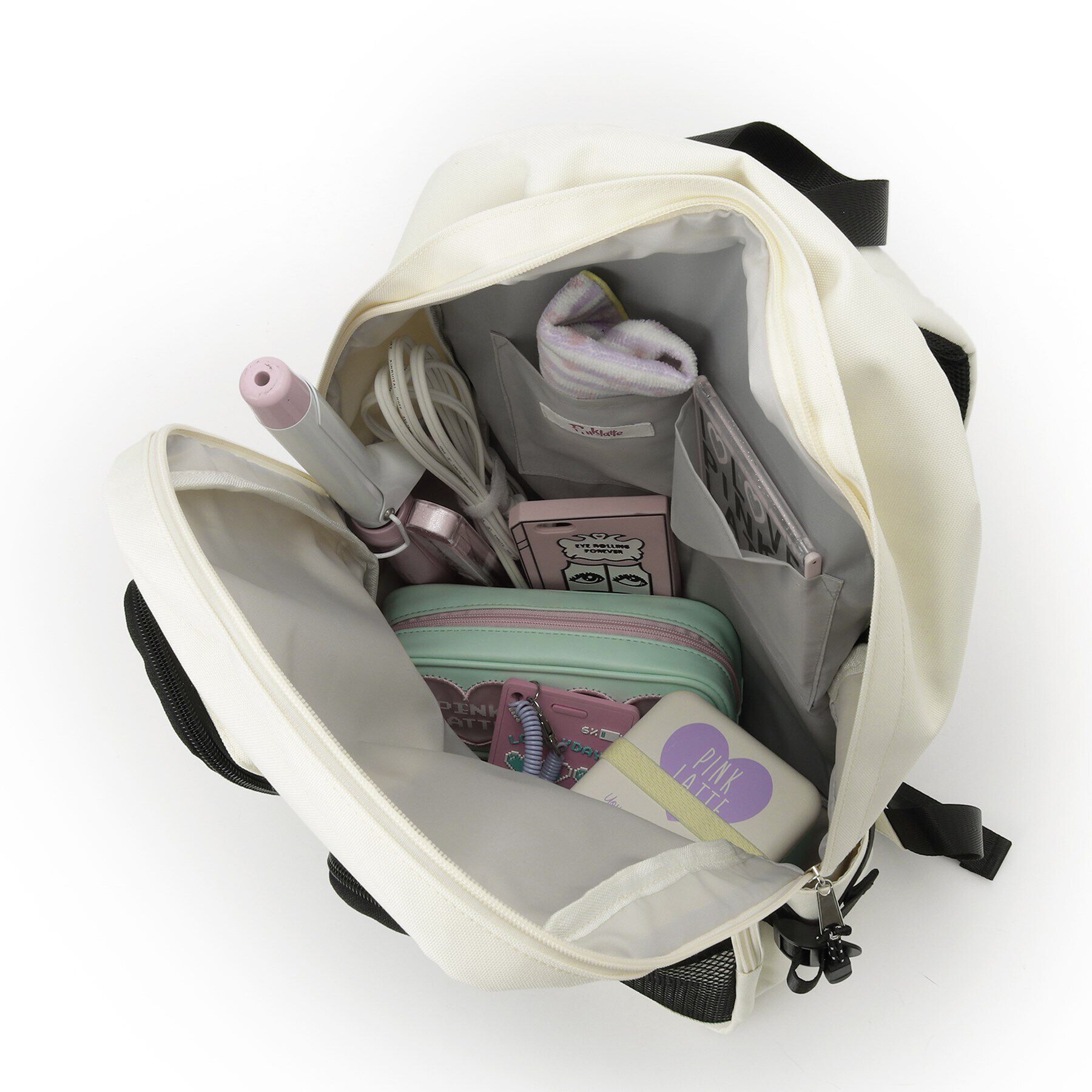 PINK-latte「【本体容量約14L】Wポケットリュック」|リュック|