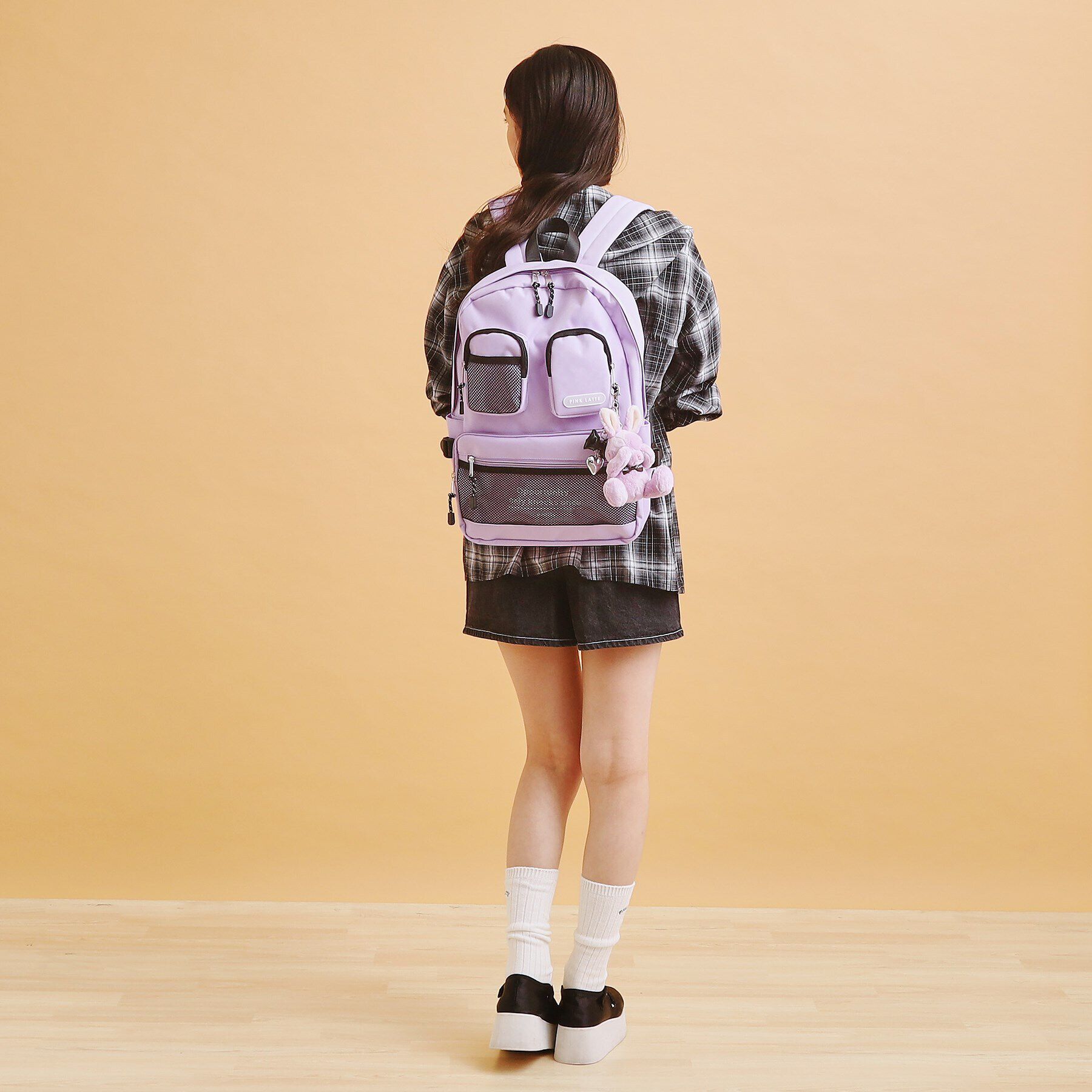 PINK-latte「【本体容量約14L】Wポケットリュック」|リュック|