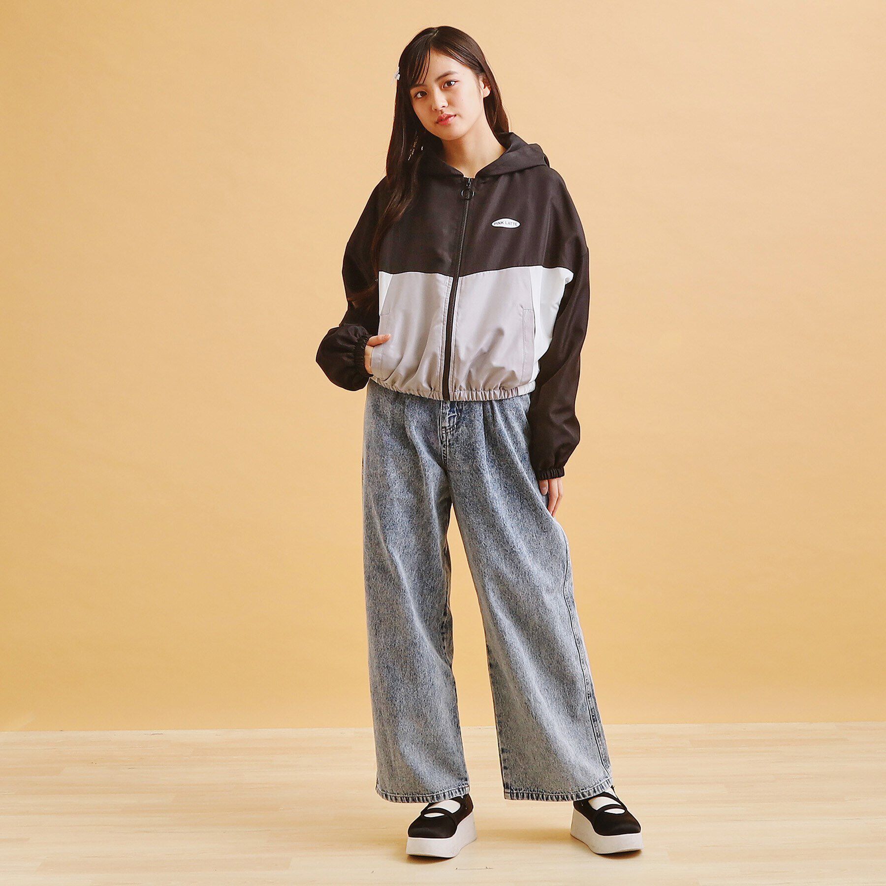 PINK-latte「配色切替ブルゾン」|ブルゾン・スタジャン|