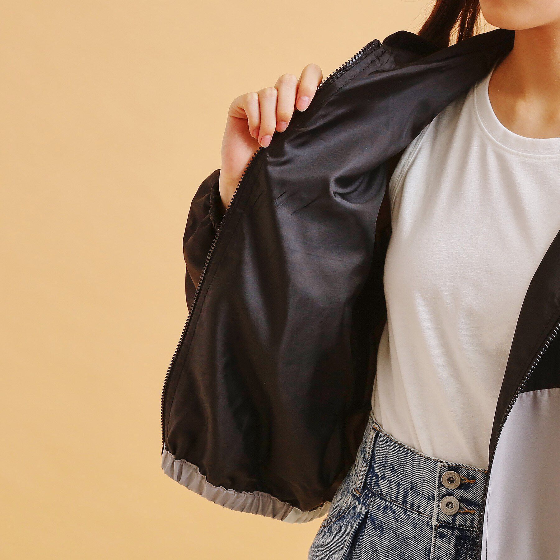 PINK-latte「配色切替ブルゾン」|ブルゾン・スタジャン|