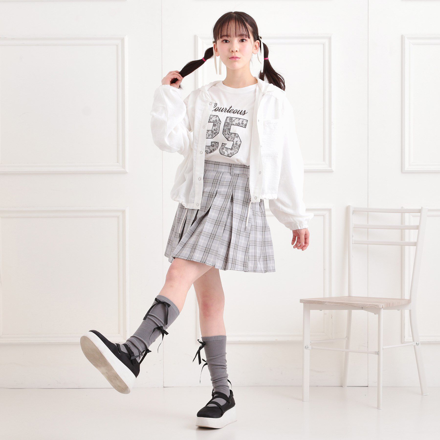 PINK-latte「インパンプリーツチェックスカート」|スカート|