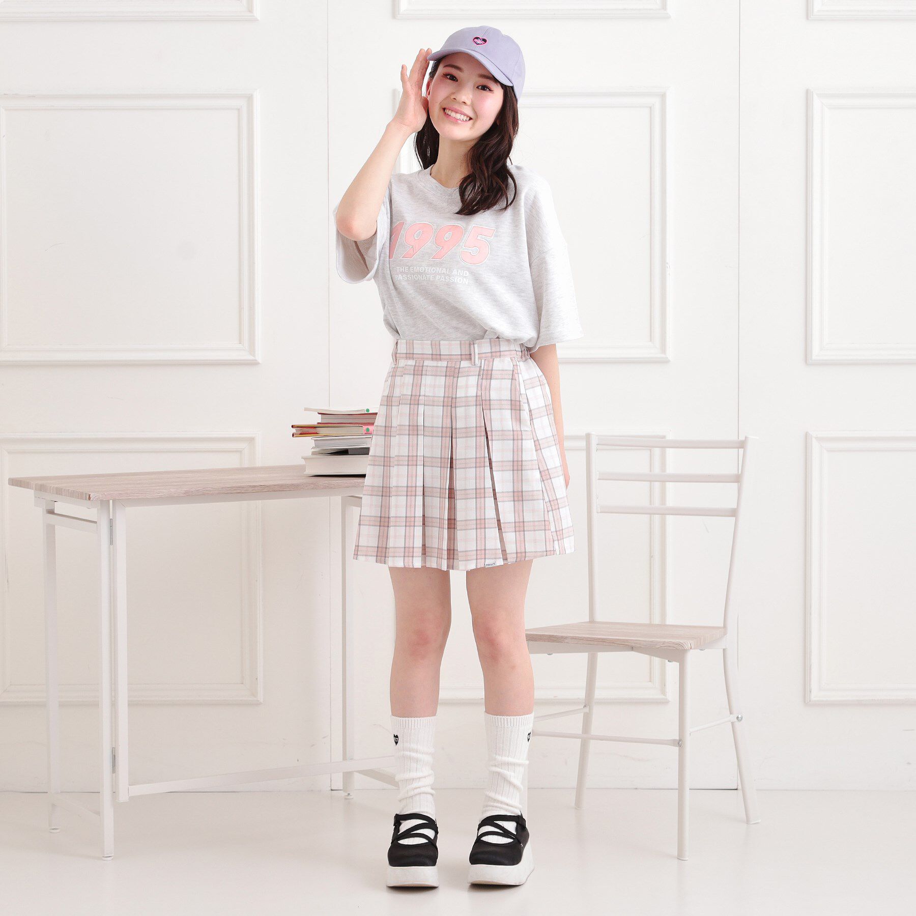 PINK-latte「インパンプリーツチェックスカート」|スカート|