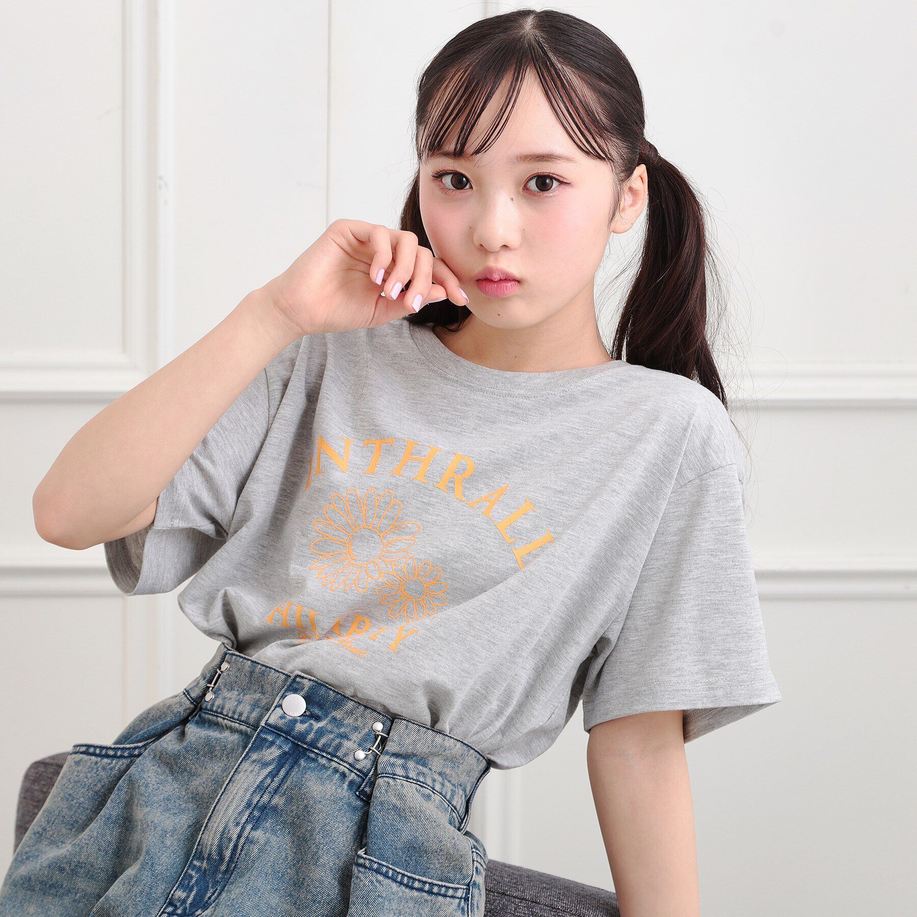 PINK-latte「フラワーモチーフTシャツ」|Tシャツ・カットソー|