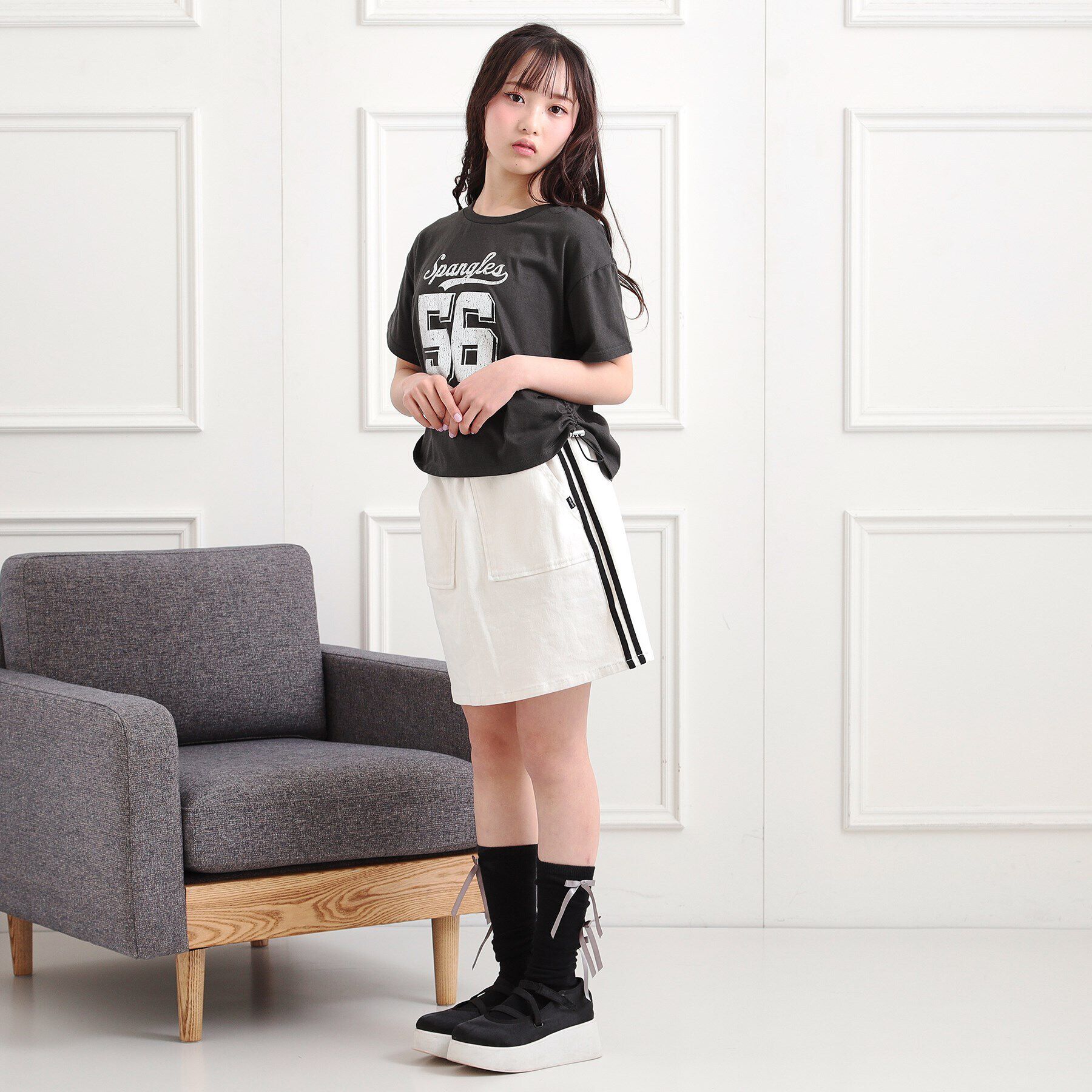 PINK-latte「サイドアジャスターナンバリングTシャツ」|Tシャツ・カットソー|