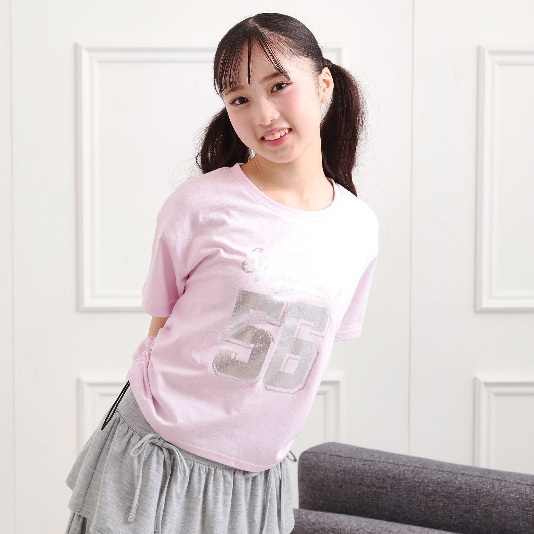 PINK-latte「サイドアジャスターナンバリングTシャツ」|Tシャツ・カットソー|