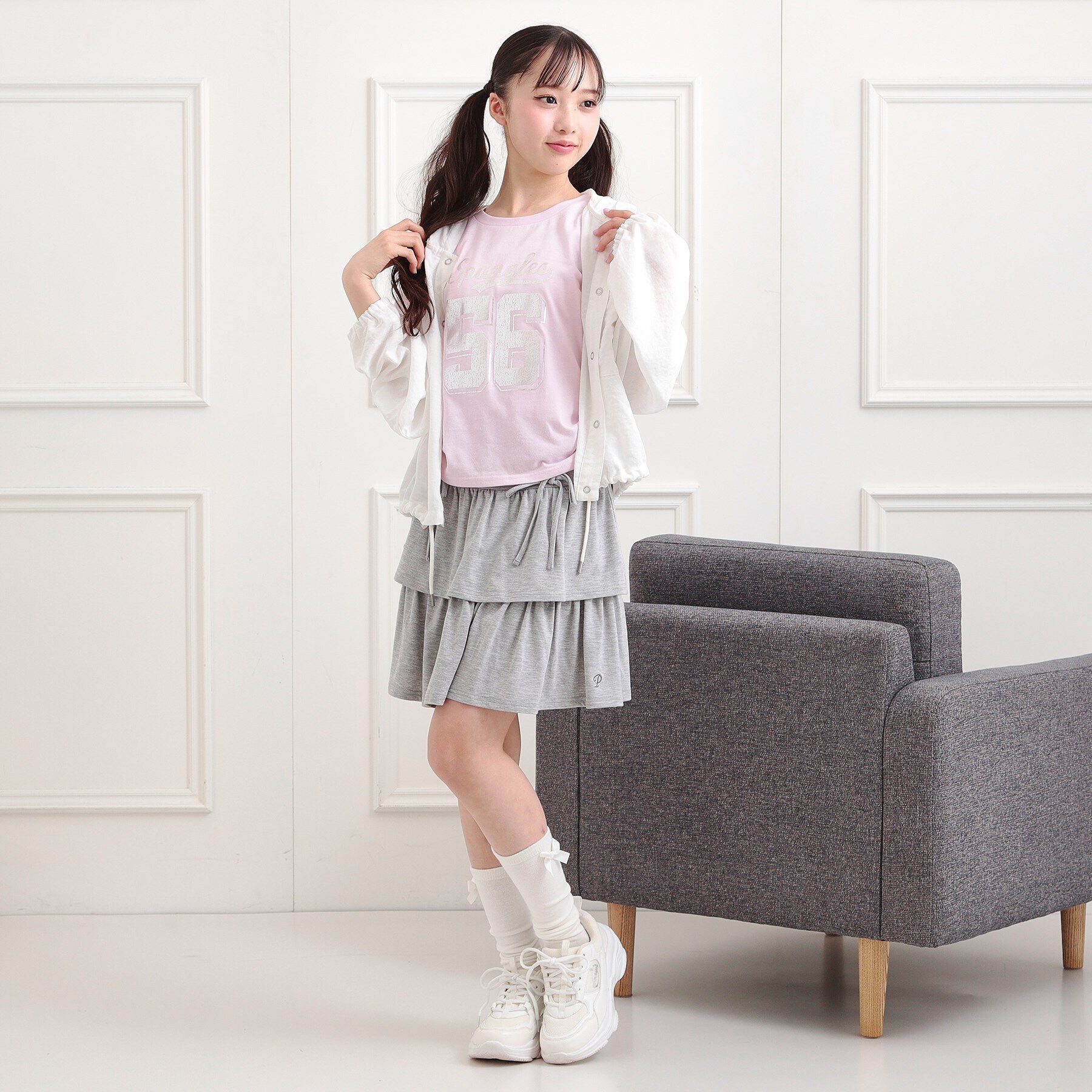 PINK-latte「サイドアジャスターナンバリングTシャツ」|Tシャツ・カットソー|