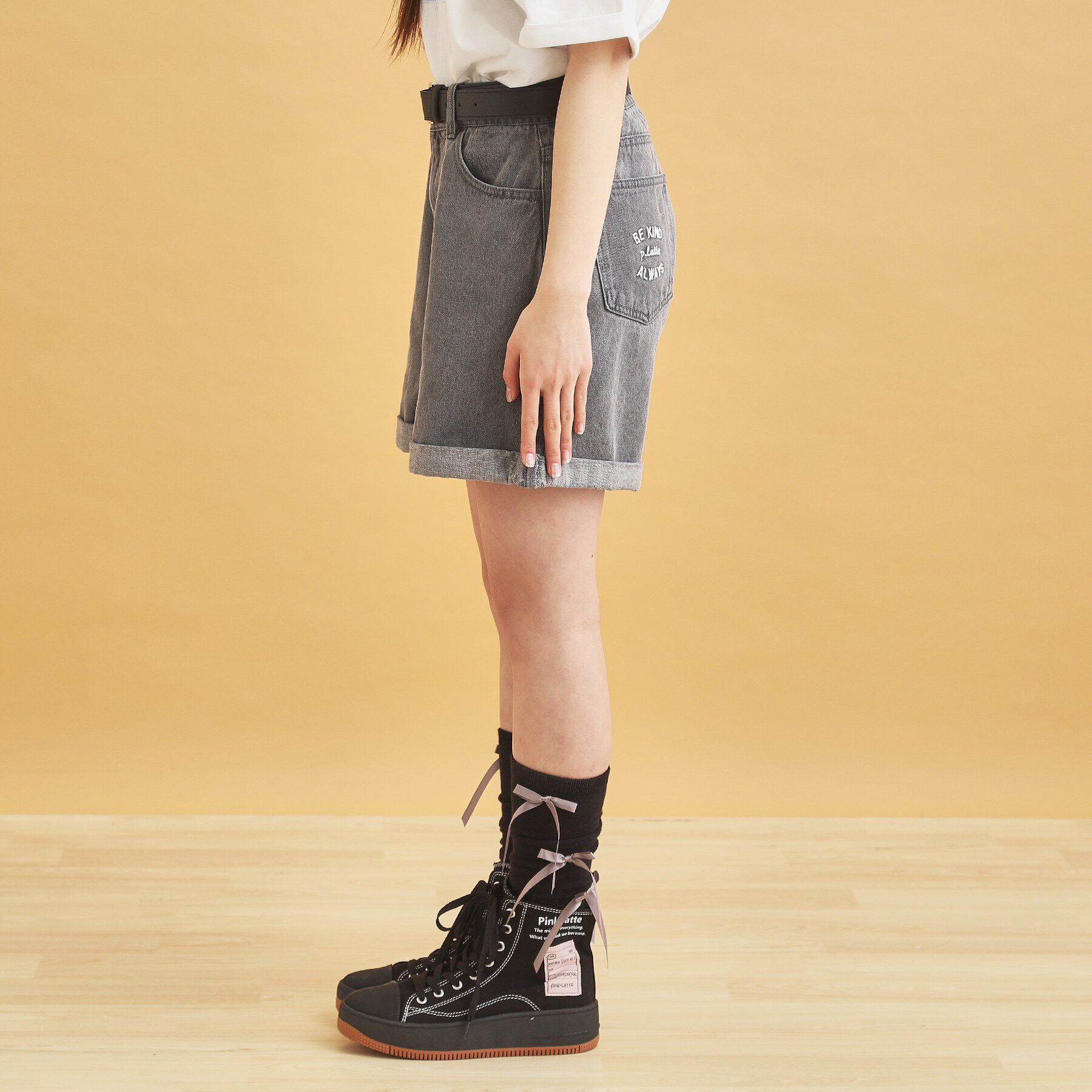 PINK-latte「ベルト付きショートパンツ」|キュロット|