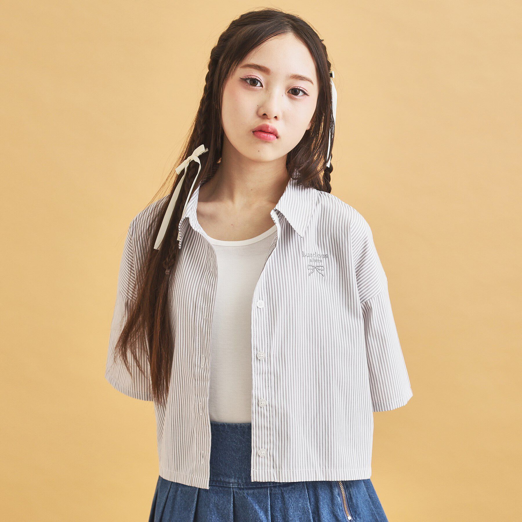 PINK-latte「【セットアイテム】ストライプシャツ＋タンク」|その他|