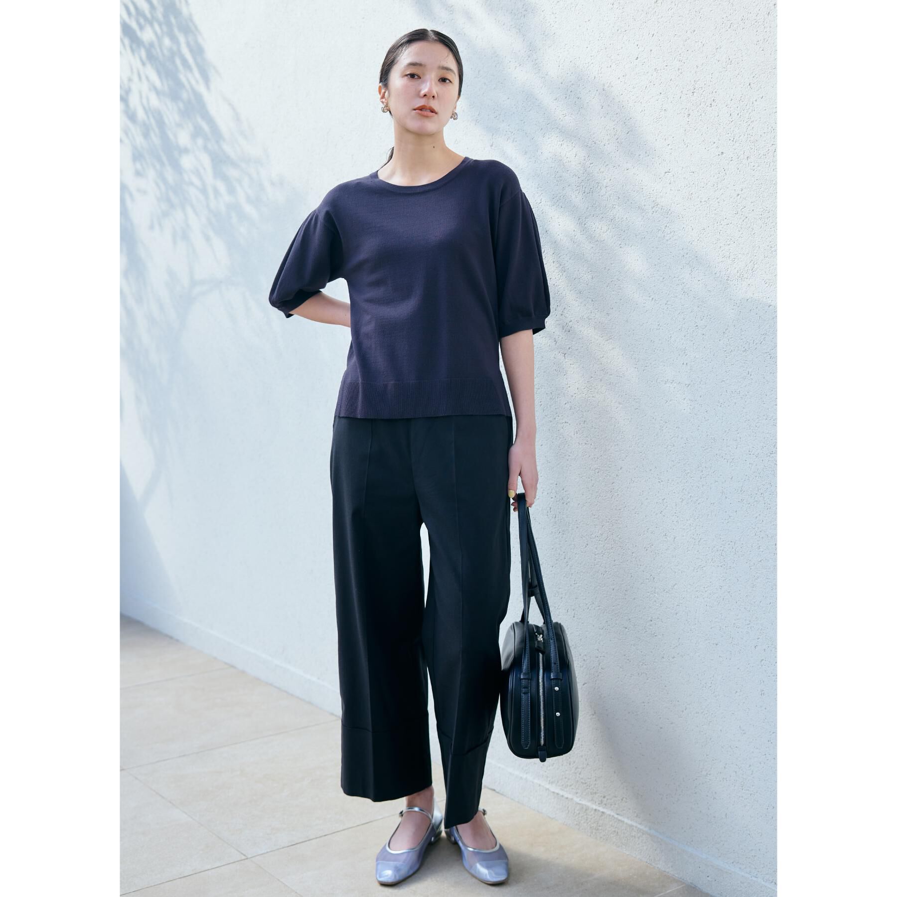 THE SHOP TK「【接触冷感/体型カバー】袖タック6分袖ニット/洗濯機OK/UVケア」|ニット・セーター|