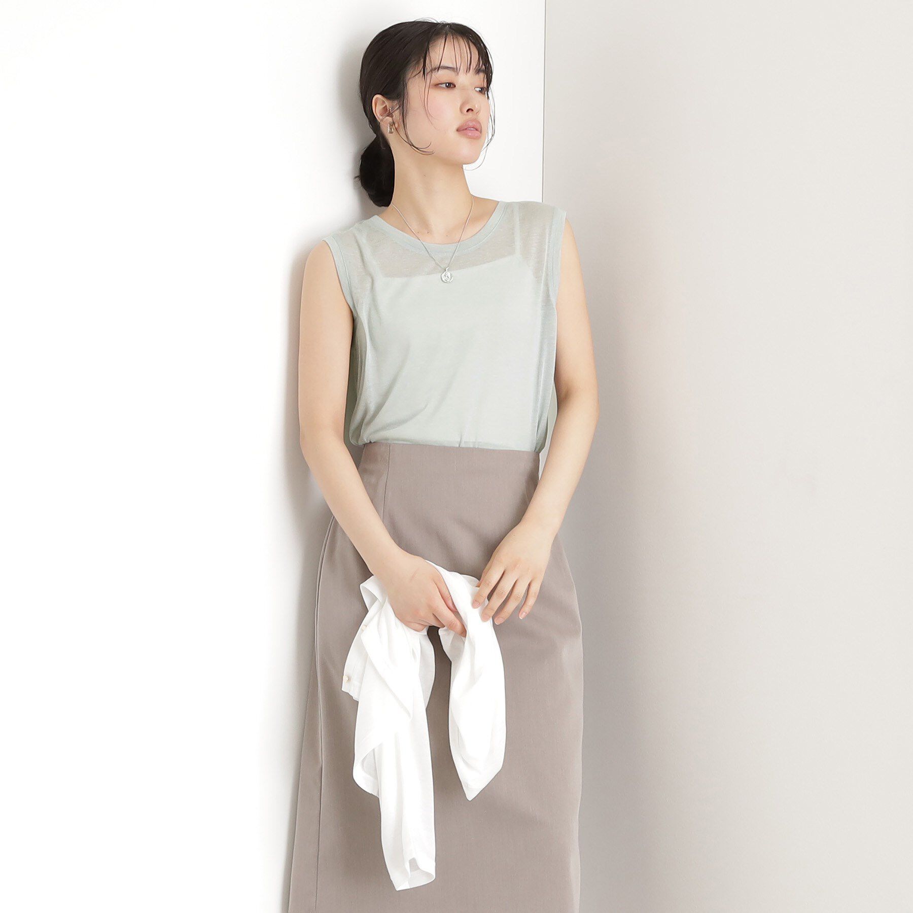 THE SHOP TK「シアーカーデ＆タンクトップ【セットアイテム/洗える】」|カーディガン|