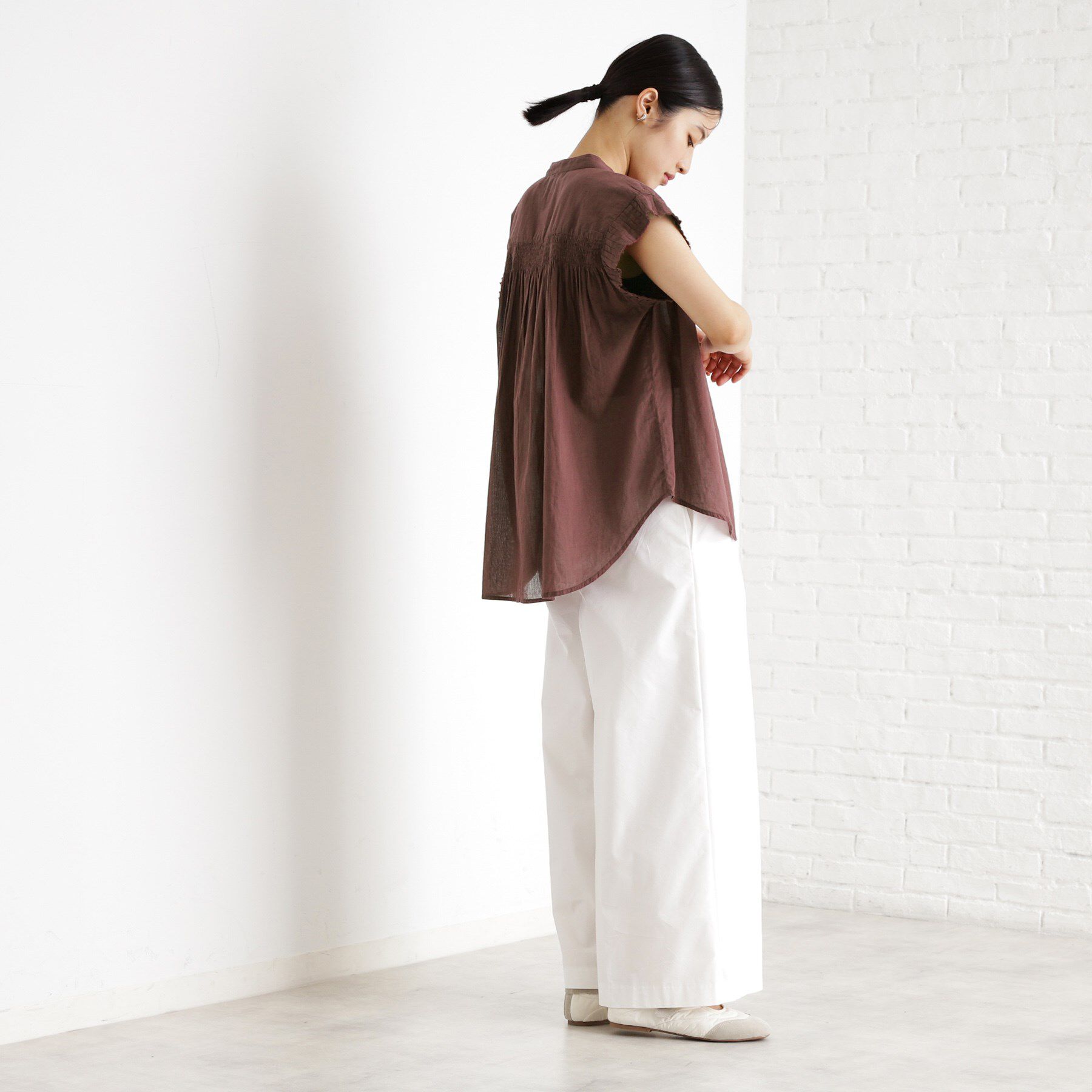 THE SHOP TK「シャーリングブラウス【洗える】」|シャツ・ブラウス|