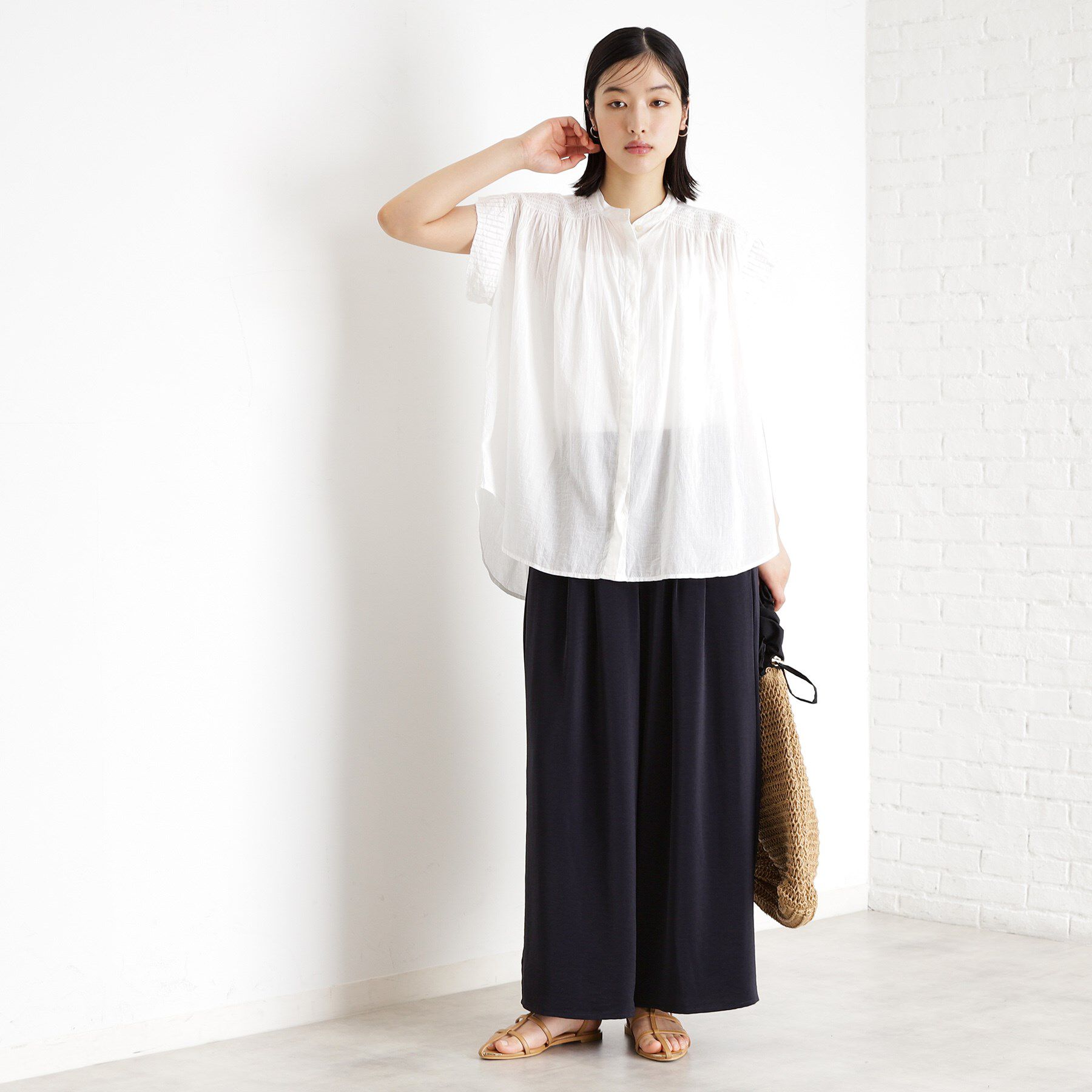 THE SHOP TK「シャーリングブラウス【洗える】」|シャツ・ブラウス|