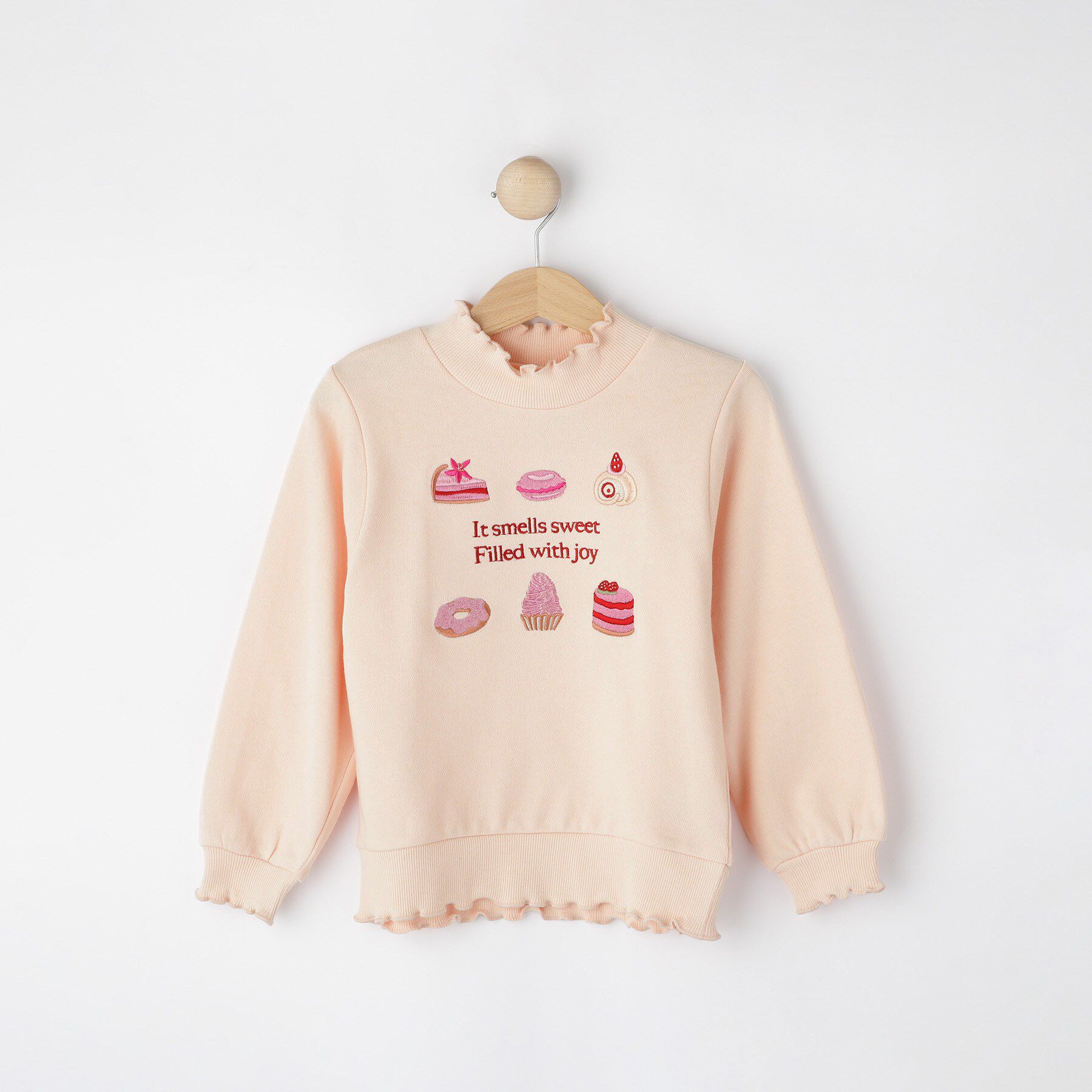 SHOO･LA･RUE「【100-150cm】モチーフ刺繍使いスウェット」|その他|ライトピンク(070