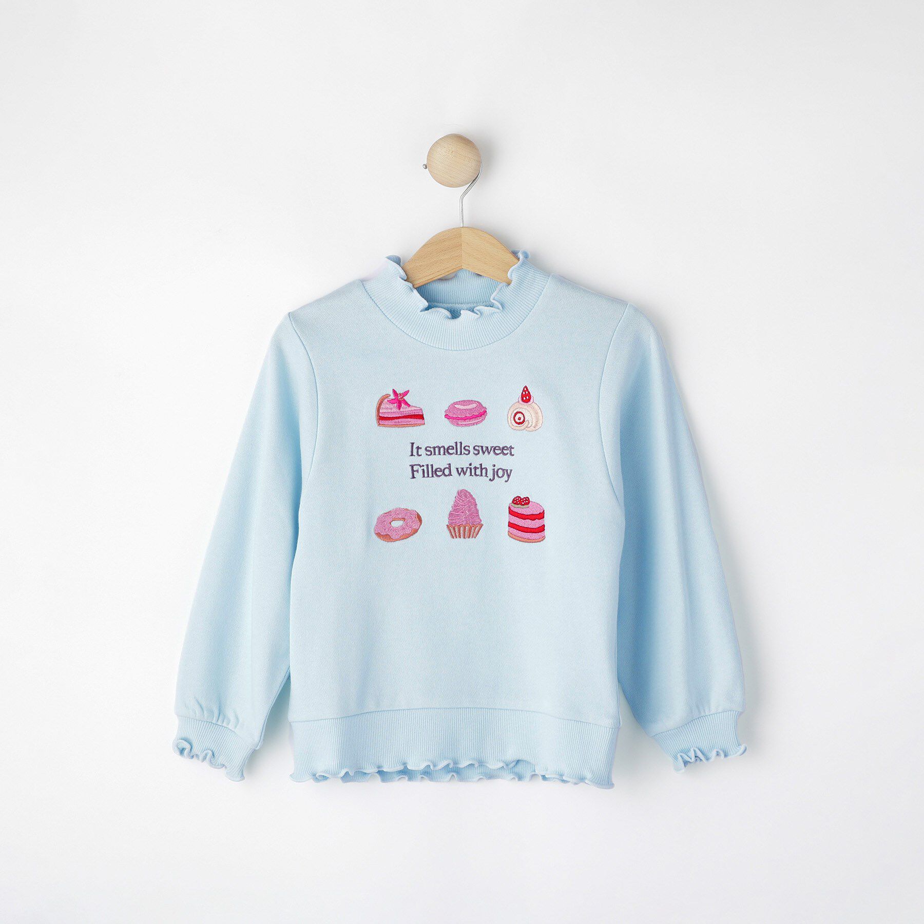 SHOO･LA･RUE「【100-150cm】モチーフ刺繍使いスウェット」|その他|サックスブルー(09