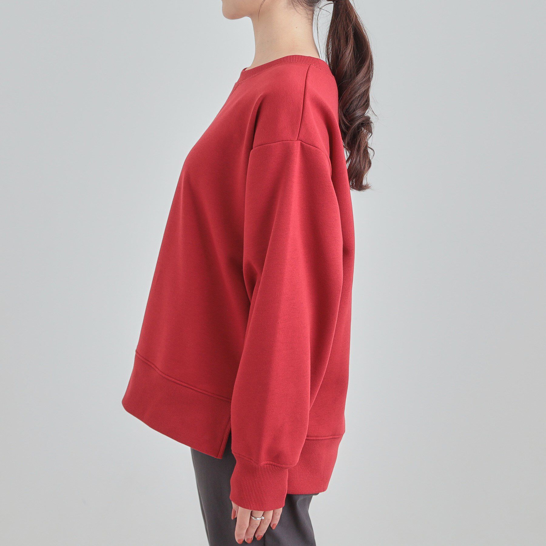 SHOO･LA･RUE「【あったか/S-LL】シンプルだから使いやすい ガゼット付き 裏起毛スウェット」|パーカー|