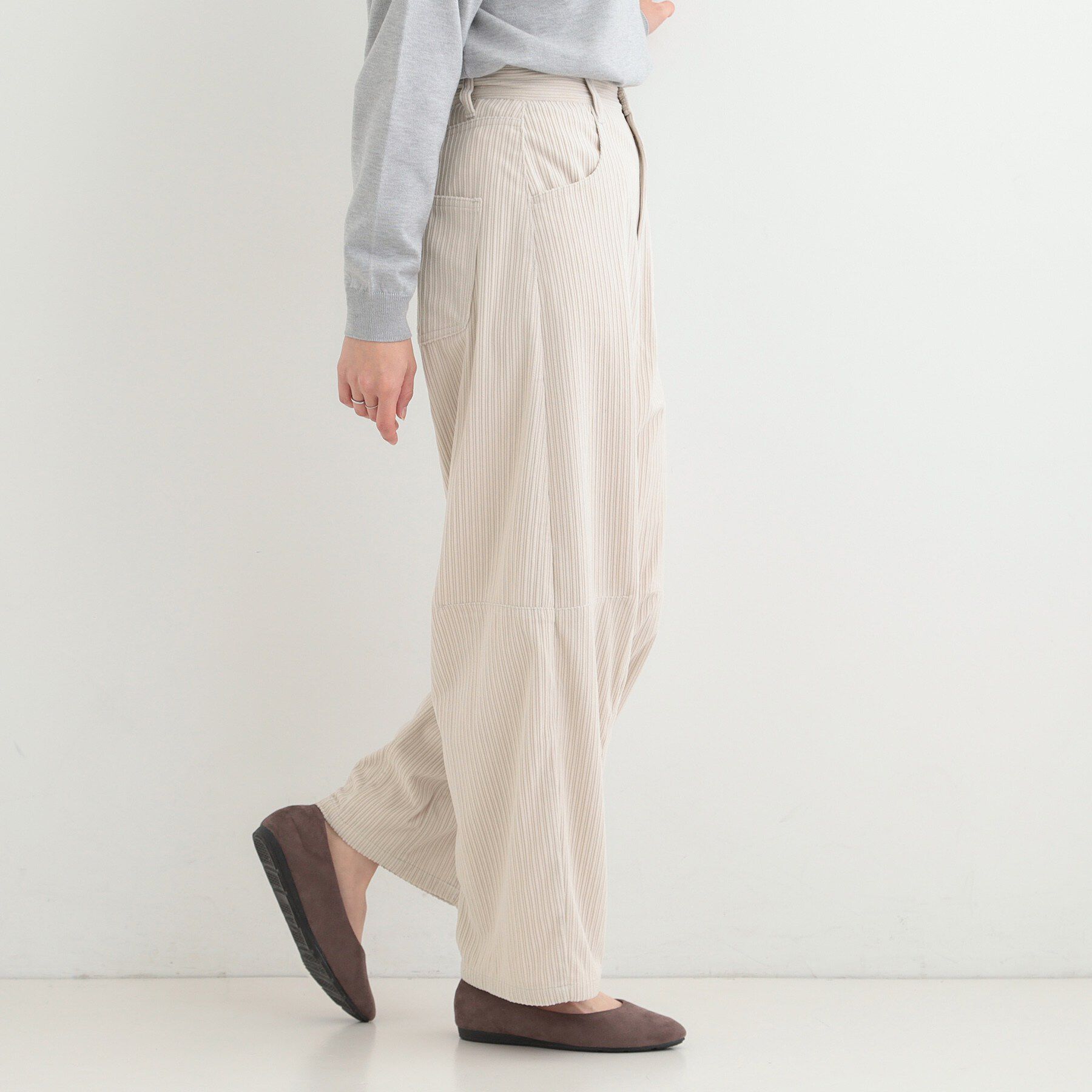 SHOO･LA･RUE「【S-LL】大人っぽく穿ける 股上深め コーデュロイカーブパンツ」|その他|