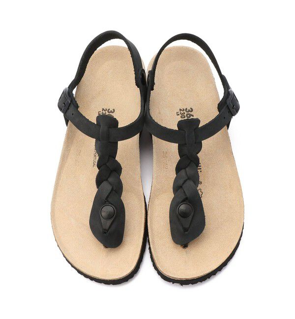 Papillio「【パピリオ】アシュレイ ブレイディド/ブラック オイルドレザー/サンダル」|サンダル|