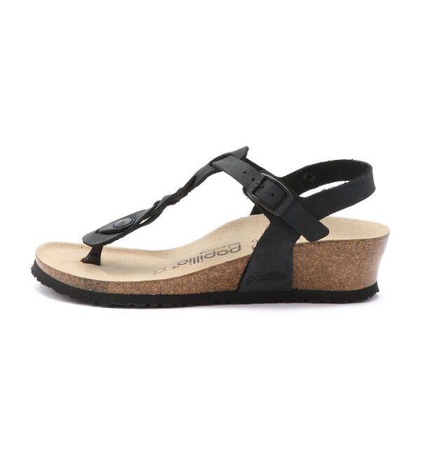 Papillio「【パピリオ】アシュレイ ブレイディド/ブラック オイルドレザー/サンダル」|サンダル|