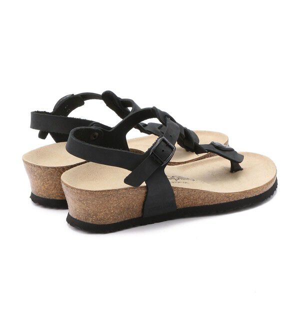 Papillio「【パピリオ】アシュレイ ブレイディド/ブラック オイルドレザー/サンダル」|サンダル|