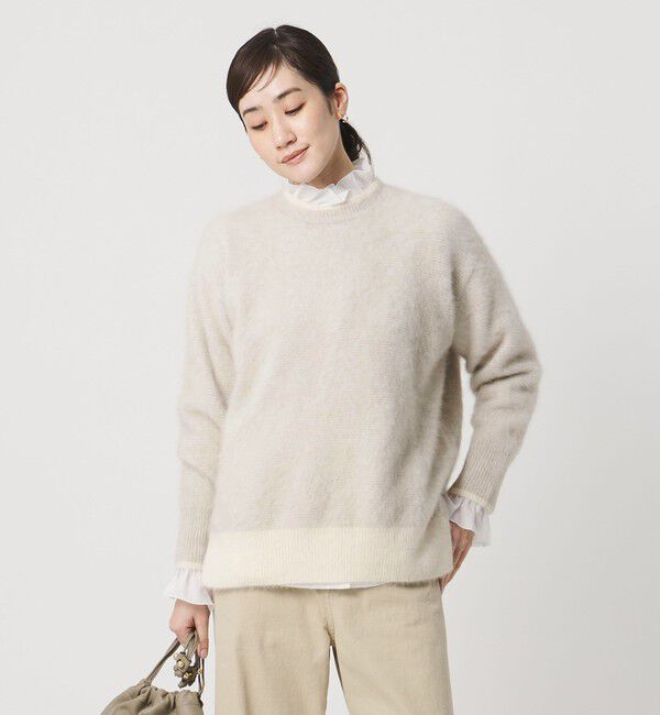 UNITED ARROWS「フォックスカシミヤ バイカラー クルーネックニット」|ニット・セーター|