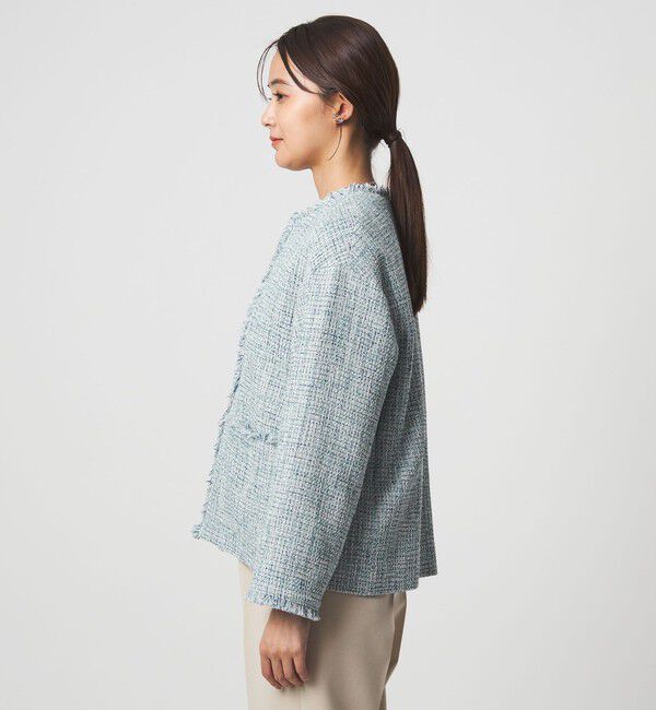 UNITED ARROWS green label relaxing「［size SHORTあり］ミックス ツイードライク ポケット ノーカラー ジャケット」|ノーカラージャケット|