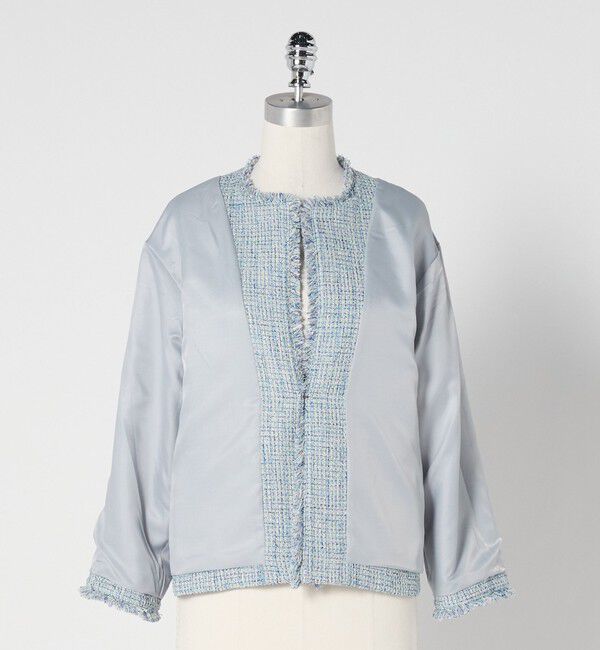 UNITED ARROWS green label relaxing「［size SHORTあり］ミックス ツイードライク ポケット ノーカラー ジャケット」|ノーカラージャケット|