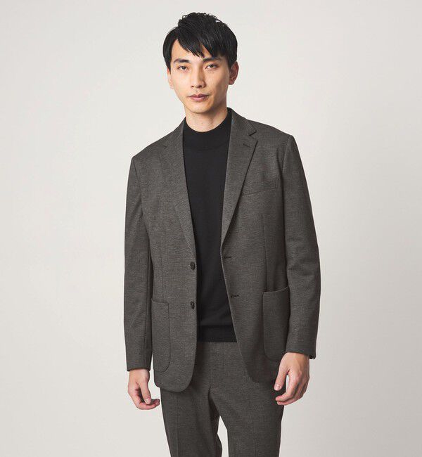 UNITED ARROWS green label relaxing「A+ プリントジャージ 2B スタンダード セットアップ ジャケット -ウォッシャブル・ストレッチ-」|テーラードジャケット|DK.GRAY