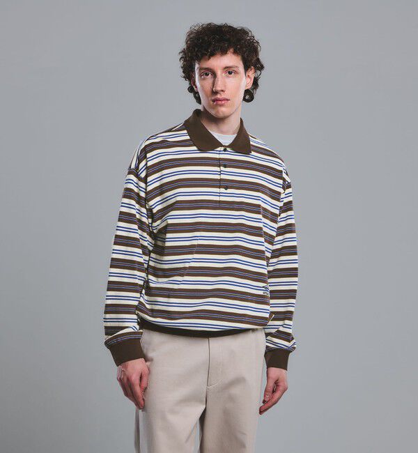 UNITED ARROWS green label relaxing「【別注】＜UMBRO＞ボーダー 長袖 ポロシャツ」|ポロシャツ|DK.BROWN