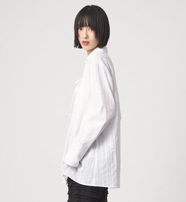 EMMEL REFINES「＜EMMEL REFINES＞EM C/ドビー ストライプ リボン シャツ」|シャツ・ブラウス|