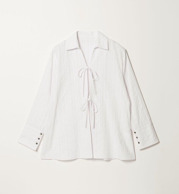 EMMEL REFINES「＜EMMEL REFINES＞EM C/ドビー ストライプ リボン シャツ」|シャツ・ブラウス|