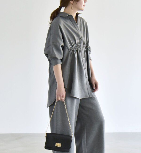 quaranciel「《予約》quaranciel:〈洗濯機可能〉ギャザー シャツ & イージー パンツ セットアップ」|その他|