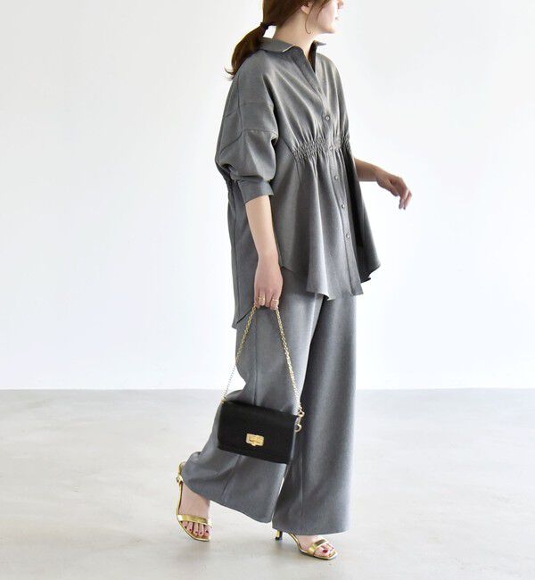 quaranciel「《予約》quaranciel:〈洗濯機可能〉ギャザー シャツ & イージー パンツ セットアップ」|その他|