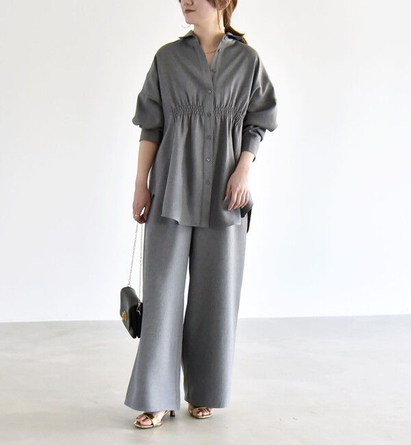 quaranciel「《予約》quaranciel:〈洗濯機可能〉ギャザー シャツ & イージー パンツ セットアップ」|その他|