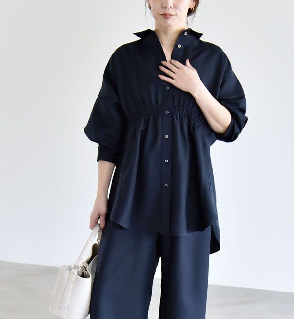 quaranciel「《予約》quaranciel:〈洗濯機可能〉ギャザー シャツ & イージー パンツ セットアップ」|その他|