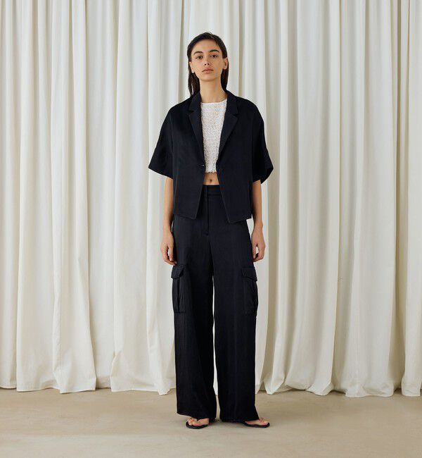 DES PRES「ソフトサテン ハーフスリーブジャケット」|テーラードジャケット|