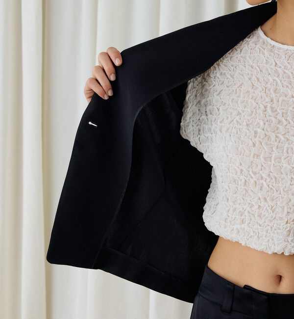 DES PRES「ソフトサテン ハーフスリーブジャケット」|テーラードジャケット|