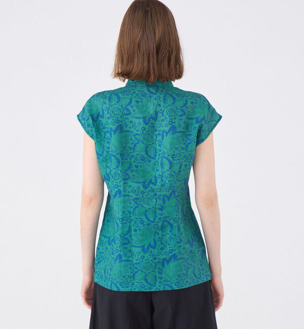 SOULEIADO「リネンプリント キーネックタックブラウス」|シャツ・ブラウス|