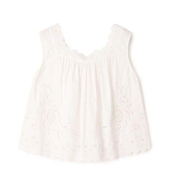 DES PRES「カットワークエンブロイダリー スリーブレスブラウス」|シャツ・ブラウス|11 ホワイト