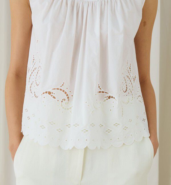 DES PRES「カットワークエンブロイダリー スリーブレスブラウス」|シャツ・ブラウス|
