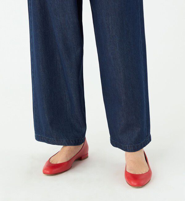 MACPHEE「コットンセルロースデニム アシンメトリータックパンツ」|デニム|