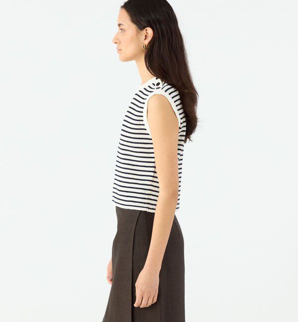 MACPHEE「マリンボーダー ノースリーブプルオーバー」|ニット・セーター|