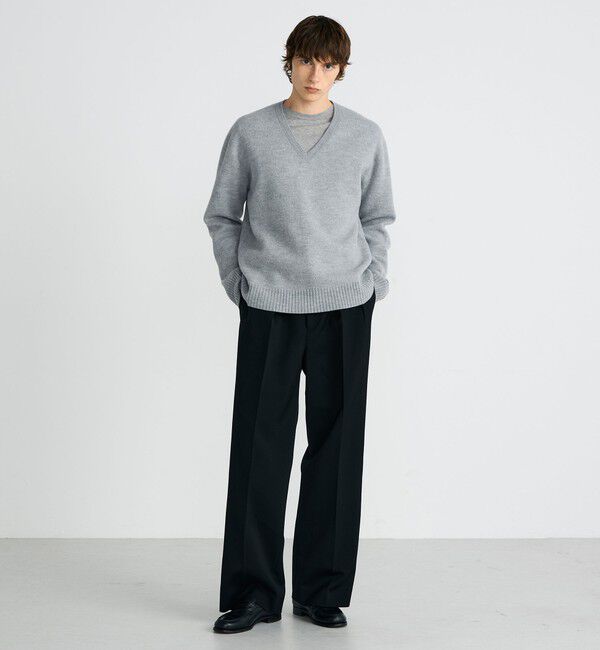 Edition「スラブ縮絨 Vネックプルオーバー」|ニット・セーター|