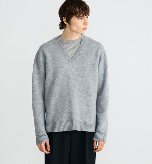 Edition「スラブ縮絨 Vネックプルオーバー」|ニット・セーター|