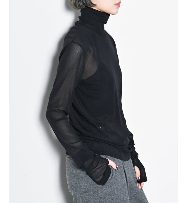 「《追加5》SHEER HIGH NECK TOP：カットソー」|Tシャツ・カットソー|ブラック