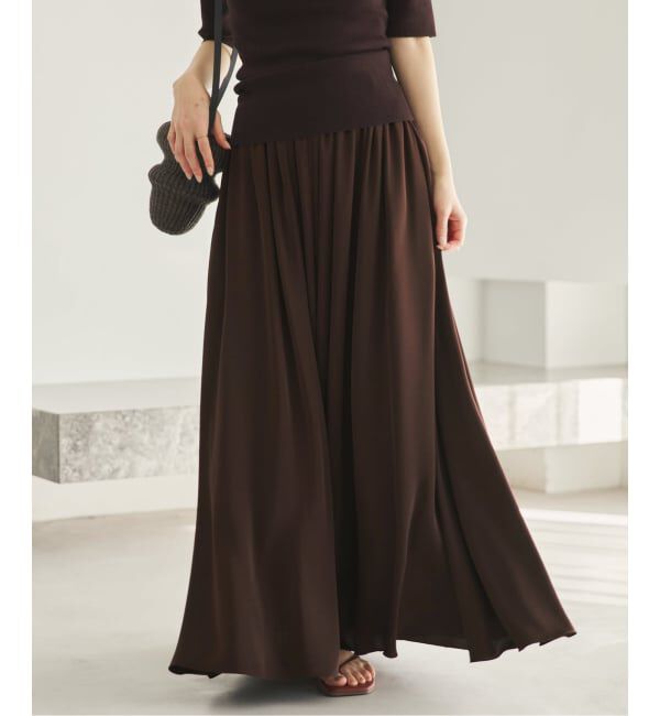 Plage「《予約》dull satin gather スカート」|スカート|ブラウン